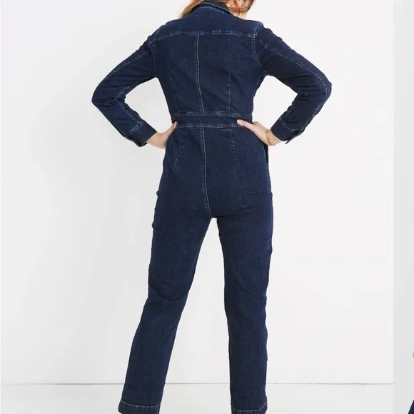 Madewell Denim Slim Dark Wash Coverall Jumpsuit | Size 2 - Picture 4 of 12
